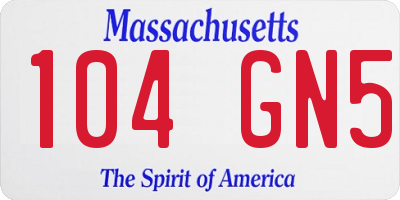 MA license plate 104GN5