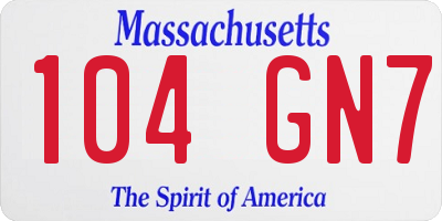 MA license plate 104GN7