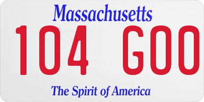 MA license plate 104GO0