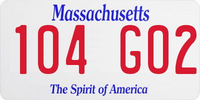 MA license plate 104GO2