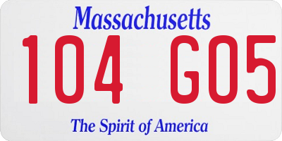 MA license plate 104GO5