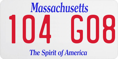 MA license plate 104GO8