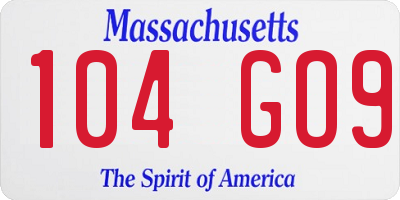 MA license plate 104GO9