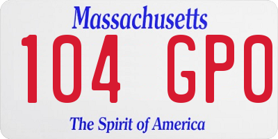 MA license plate 104GP0