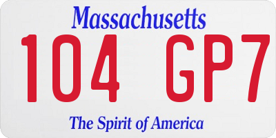 MA license plate 104GP7