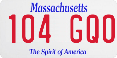 MA license plate 104GQ0