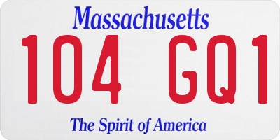 MA license plate 104GQ1