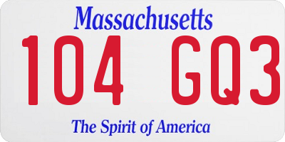 MA license plate 104GQ3