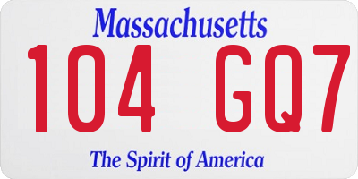 MA license plate 104GQ7