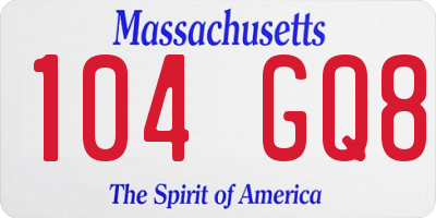 MA license plate 104GQ8