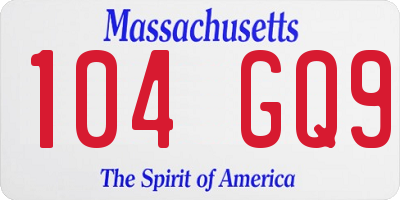 MA license plate 104GQ9