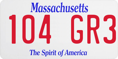 MA license plate 104GR3