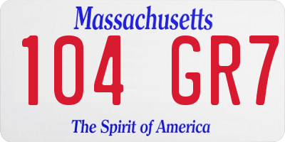 MA license plate 104GR7
