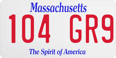 MA license plate 104GR9