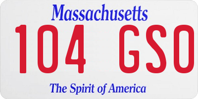 MA license plate 104GS0