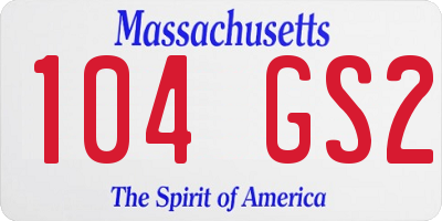 MA license plate 104GS2