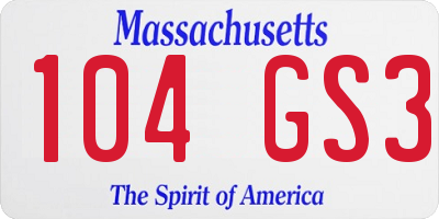 MA license plate 104GS3