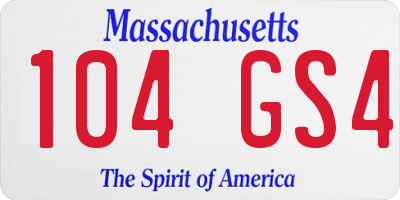 MA license plate 104GS4