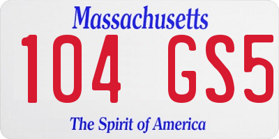MA license plate 104GS5
