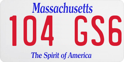 MA license plate 104GS6
