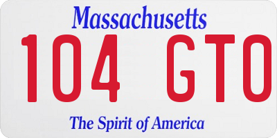MA license plate 104GT0