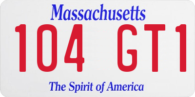 MA license plate 104GT1