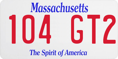 MA license plate 104GT2
