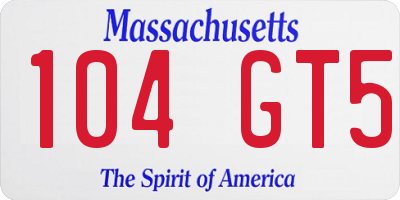 MA license plate 104GT5