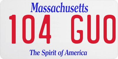 MA license plate 104GU0