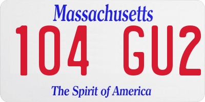 MA license plate 104GU2