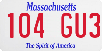 MA license plate 104GU3