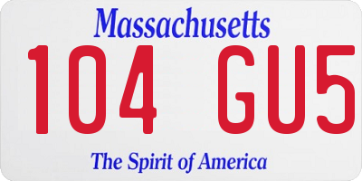 MA license plate 104GU5