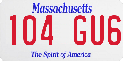 MA license plate 104GU6