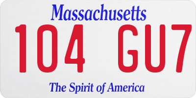 MA license plate 104GU7