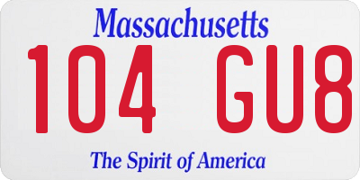 MA license plate 104GU8