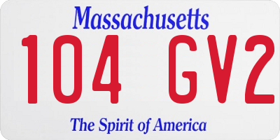 MA license plate 104GV2