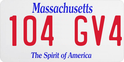 MA license plate 104GV4