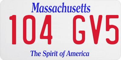 MA license plate 104GV5
