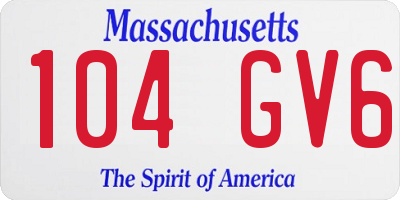 MA license plate 104GV6