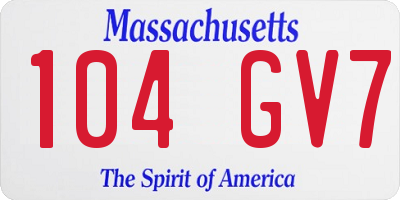 MA license plate 104GV7