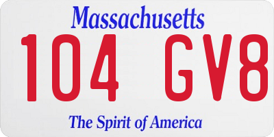 MA license plate 104GV8