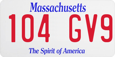 MA license plate 104GV9