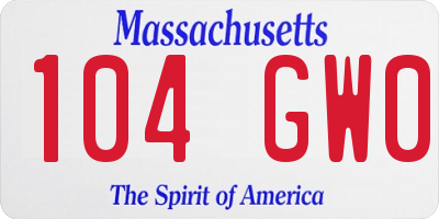 MA license plate 104GW0