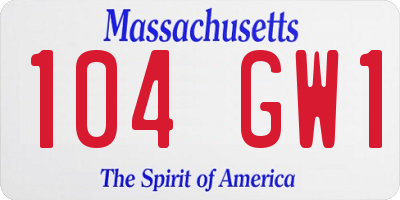 MA license plate 104GW1