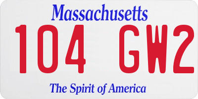 MA license plate 104GW2
