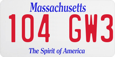 MA license plate 104GW3