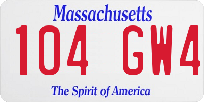 MA license plate 104GW4