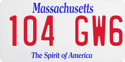 MA license plate 104GW6