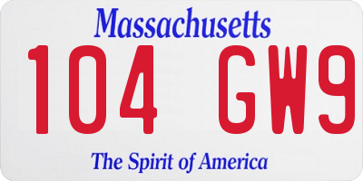 MA license plate 104GW9