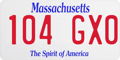 MA license plate 104GX0